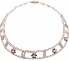 Platinum Diamond and Sapphire Choker