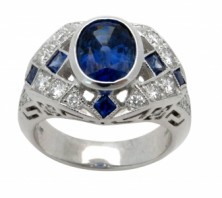 Platinum Sapphire & Diamond Cocktail Ring