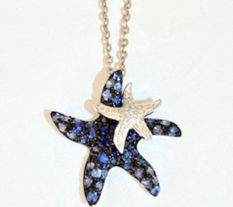 Effy Collection Sapphire Splash by Effy Multicolor Sapphire Pave Starfish  Pendant Necklace in Sterling Silver (2-3/4 ct. t.w.) | CoolSprings Galleria