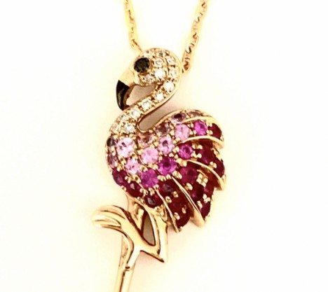 Necklaces EFFY Safari Collection 14K Rose Gold Flamingo Pendant Necklace