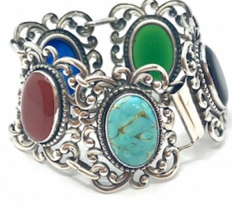 Bracelets Danecraft Sterling Silver Wide Multi Stone Bracelet